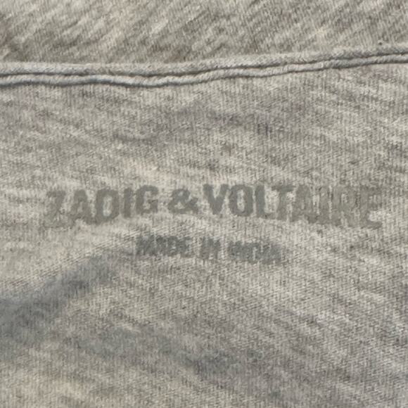 ZADIG & VOLTAIRE Tunisien Camo Strass Skull Henley Grey Size Medium - Picture 5 of 8
